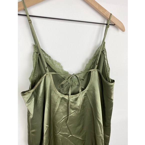 H&M Silky Lace Tie Back Mini Dress, Olive Green - Size M - Picture 7 of 8